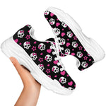 Girly Emo Skull Pattern Print White Chunky Shoes