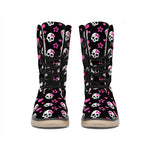 Girly Emo Skull Pattern Print Winter Boots