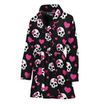 Girly Emo Skull Pattern Print Women's Bathrobe