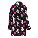 Girly Emo Skull Pattern Print Women's Bathrobe