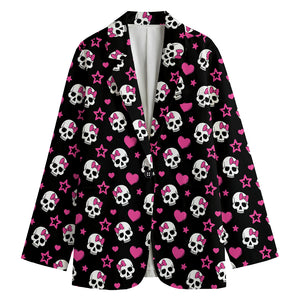 Girly Emo Skull Pattern Print Women's Blazer