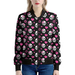Girly Emo Skull Pattern Print Women's Bomber Jacket