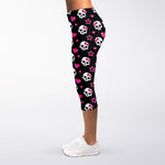 Girly Emo Skull Pattern Print Women's Capri Leggings