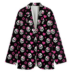 Girly Emo Skull Pattern Print Women's Cotton Blazer