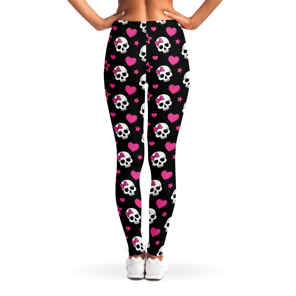 Girly Emo Skull Pattern Print Women's Leggings