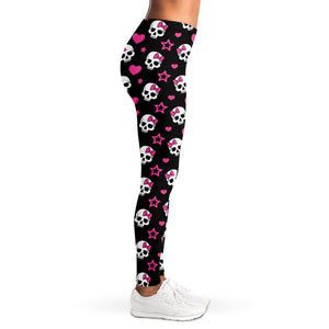 Girly Emo Skull Pattern Print Women's Leggings