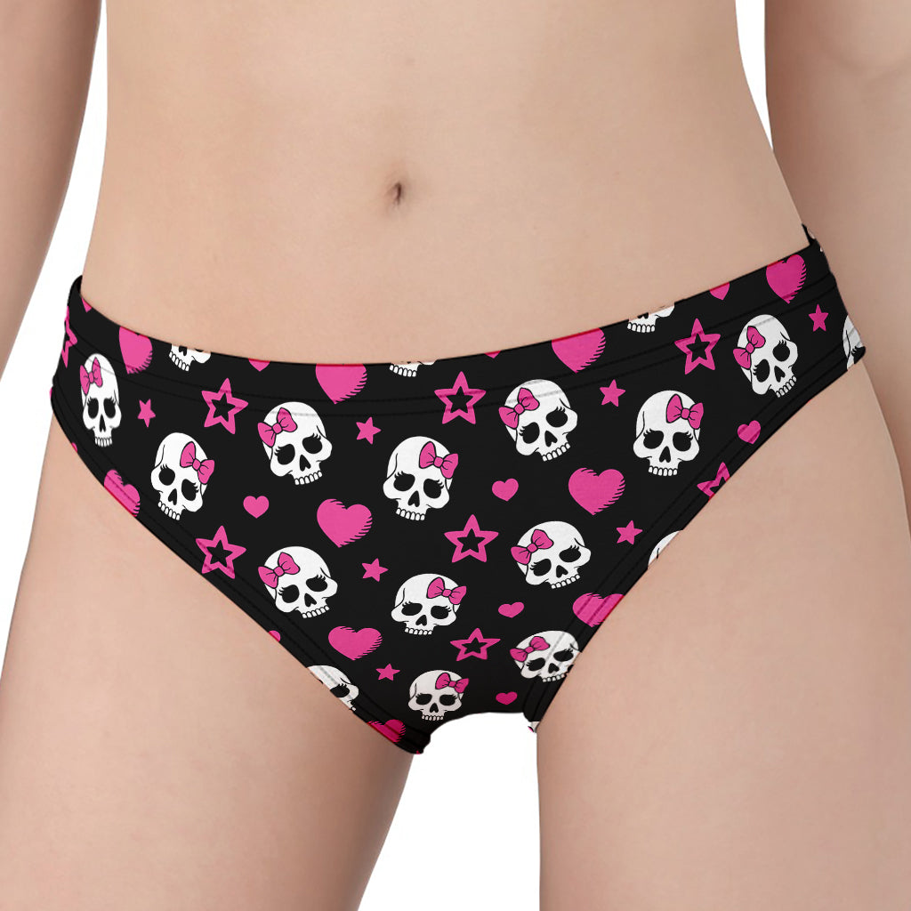 Girly Emo Skull Pattern Print Women's Panties