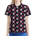 Girly Emo Skull Pattern Print Women's Polo Shirt