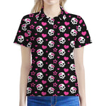 Girly Emo Skull Pattern Print Women's Polo Shirt