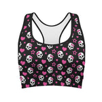 Girly Emo Skull Pattern Print Women's Sports Bra