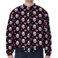 Girly Emo Skull Pattern Print Zip Sleeve Bomber Jacket