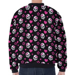 Girly Emo Skull Pattern Print Zip Sleeve Bomber Jacket