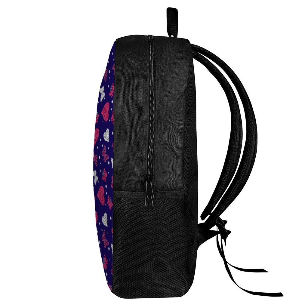 Girly Heart And Butterfly Pattern Print 17 Inch Backpack