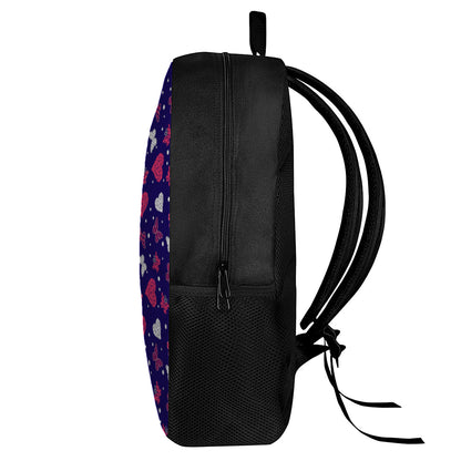 Girly Heart And Butterfly Pattern Print 17 Inch Backpack