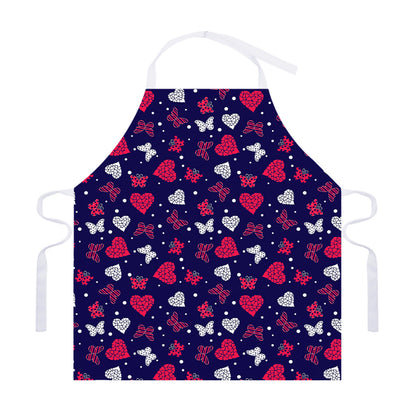 Girly Heart And Butterfly Pattern Print Adjustable Apron
