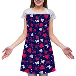 Girly Heart And Butterfly Pattern Print Adjustable Apron