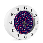 Girly Heart And Butterfly Pattern Print Alarm Clock