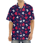 Girly Heart And Butterfly Pattern Print Aloha Shirt