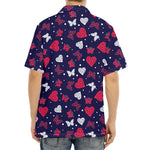 Girly Heart And Butterfly Pattern Print Aloha Shirt