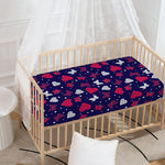 Girly Heart And Butterfly Pattern Print Baby Crib Sheet