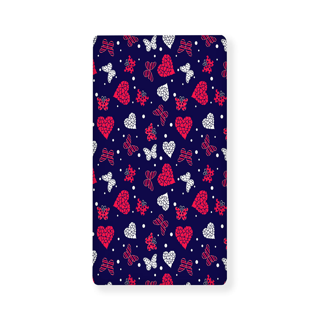 Girly Heart And Butterfly Pattern Print Baby Crib Sheet