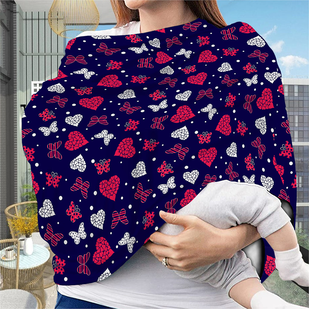 Girly Heart And Butterfly Pattern Print Baby Seat Cover