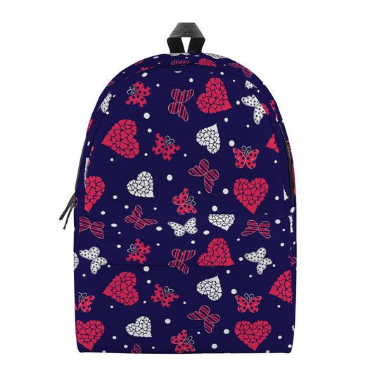 Girly Heart And Butterfly Pattern Print Backpack
