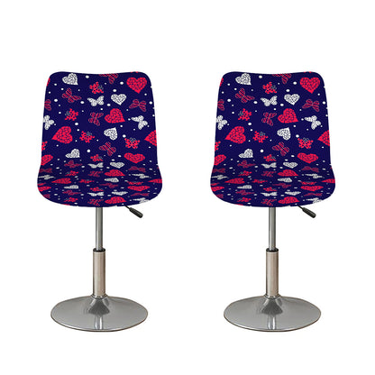 Girly Heart And Butterfly Pattern Print Bar Stool Covers