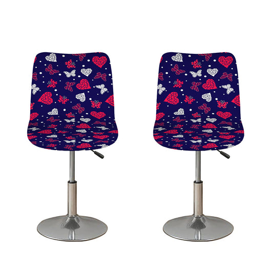 Girly Heart And Butterfly Pattern Print Bar Stool Covers