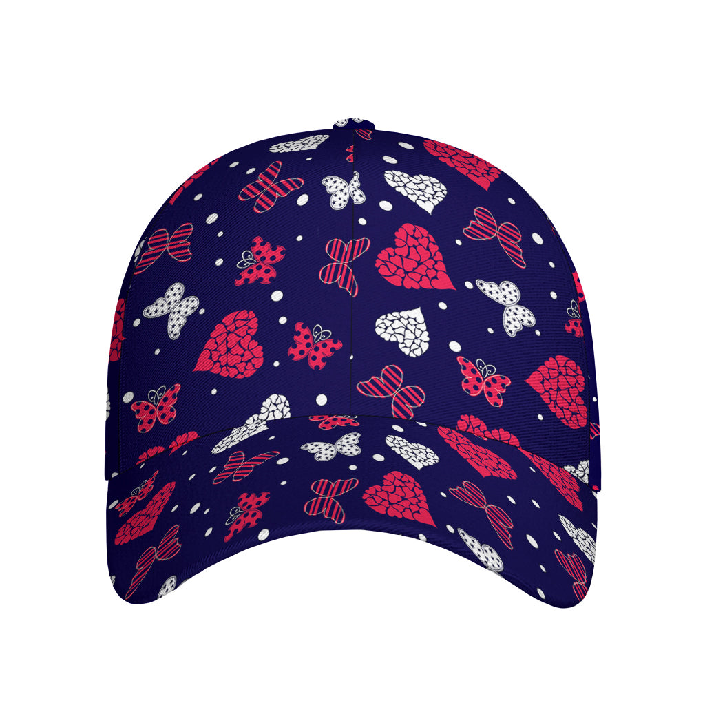 Girly Heart And Butterfly Pattern Print Baseball Cap