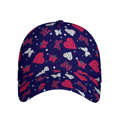 Girly Heart And Butterfly Pattern Print Baseball Cap
