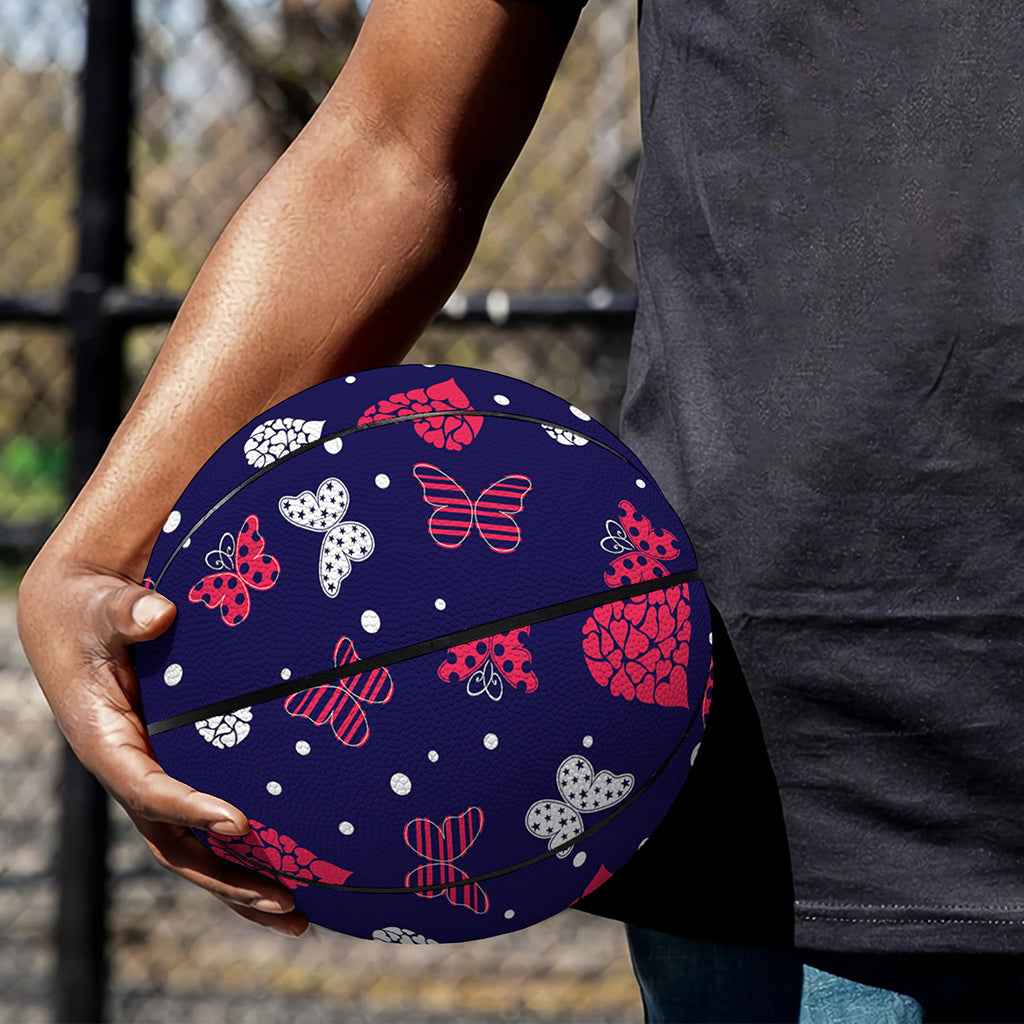 Girly Heart And Butterfly Pattern Print Basketball