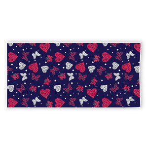 Girly Heart And Butterfly Pattern Print Beach Towel