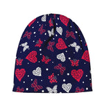 Girly Heart And Butterfly Pattern Print Beanie