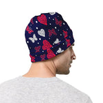 Girly Heart And Butterfly Pattern Print Beanie