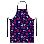 Girly Heart And Butterfly Pattern Print Bib Apron With Pocket