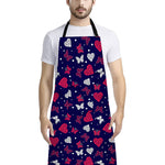 Girly Heart And Butterfly Pattern Print Bib Apron With Pocket
