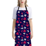 Girly Heart And Butterfly Pattern Print Bib Apron With Pocket
