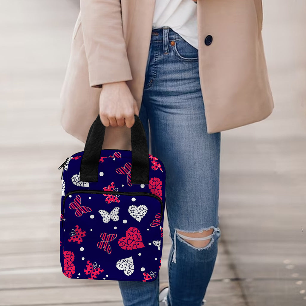 Girly Heart And Butterfly Pattern Print Bible Tote Bag
