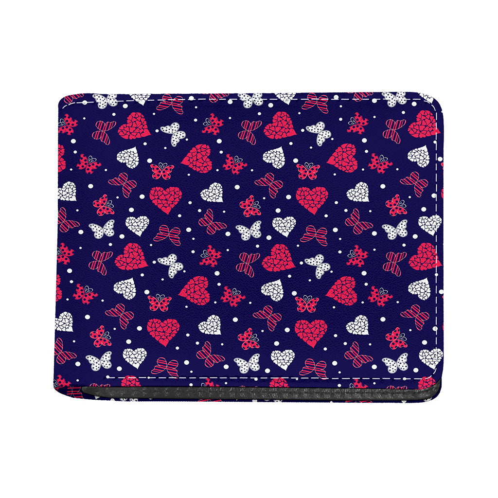 Girly Heart And Butterfly Pattern Print Bifold Wallet