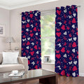 Girly Heart And Butterfly Pattern Print Dimout Grommet Curtains