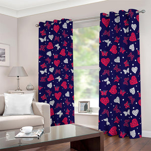 Girly Heart And Butterfly Pattern Print Blackout Grommet Curtains