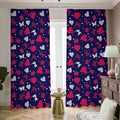 Girly Heart And Butterfly Pattern Print Dimout Pencil Pleat Curtains