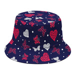 Girly Heart And Butterfly Pattern Print Bucket Hat