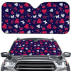 Girly Heart And Butterfly Pattern Print Car Windshield Sun Shade