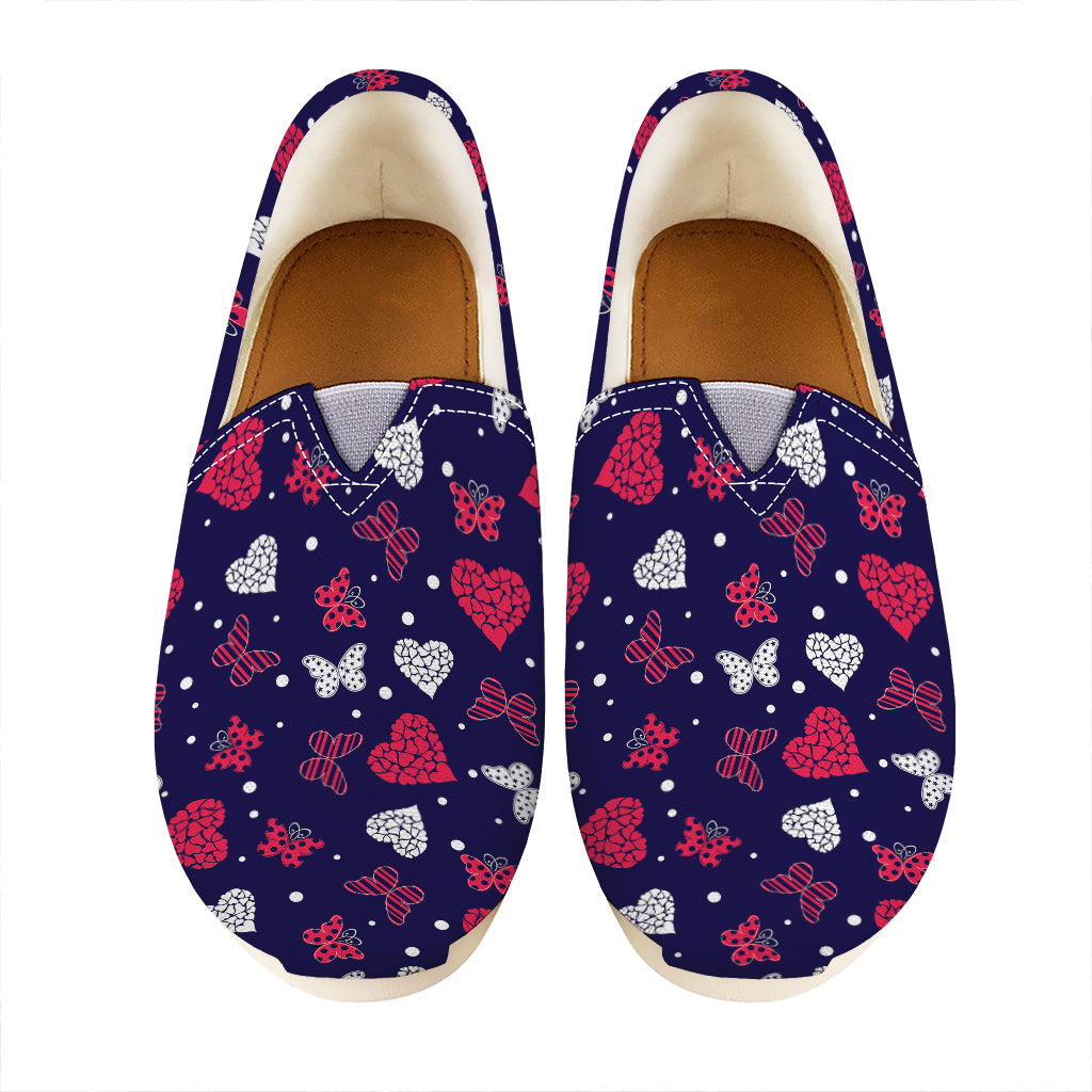 Girly Heart And Butterfly Pattern Print Casual Shoes