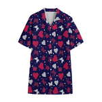 Girly Heart And Butterfly Pattern Print Cotton Hawaiian Shirt