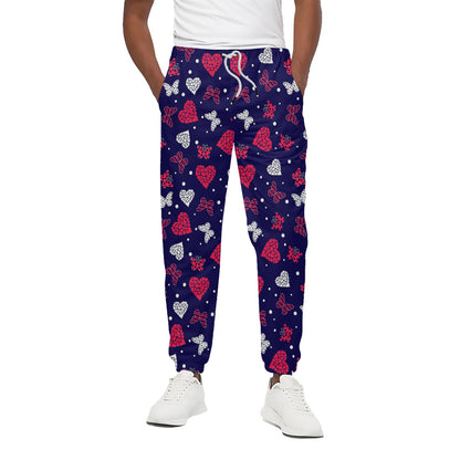 Girly Heart And Butterfly Pattern Print Cotton Pants