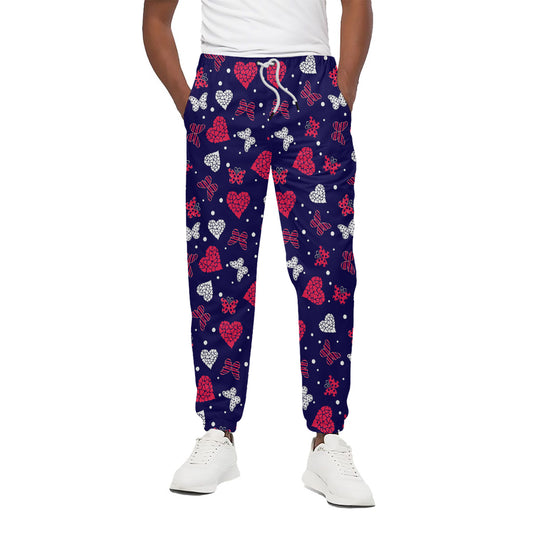 Girly Heart And Butterfly Pattern Print Cotton Pants