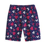 Girly Heart And Butterfly Pattern Print Cotton Shorts